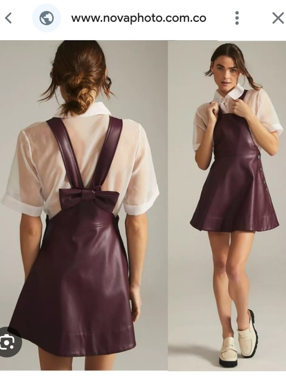 Maeve Anthropologie Maroon Faux Leather Pinefore Xxs - Picture 4 of 7